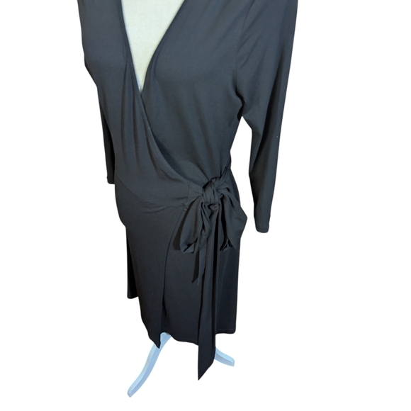 Banana Republic Black Plunging V-Neck Side Tie Knit Dress Old Money Career Sz S - Picture 2 of 8